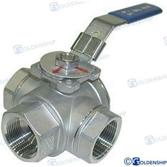 GS30033 - 3-WEG RVS KLEP 1-1/4&quot; 1
