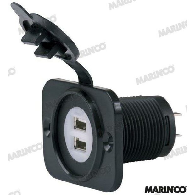 AM12VDUSB - 12VDC BASE 2 USB-LADER 5V 2.1A met licht 1