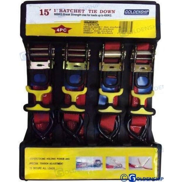 GS76126 - 1&quot; BEVESTIGINGSBAND - ROOD - 4,5 M (4 1