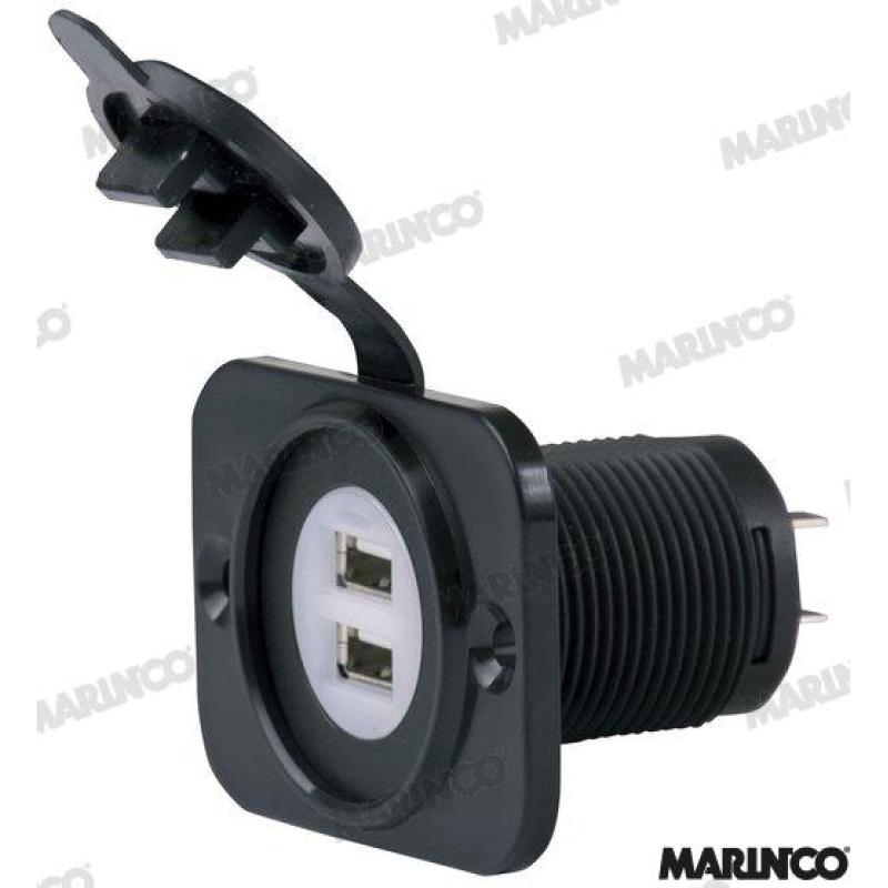 AM12VDUSB - 12VDC BASE 2 USB-LADER 5V 2.1A met licht