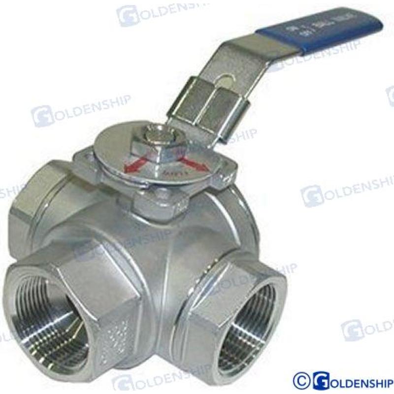 GS30031 - 3-WEG RVS KLEP 3/4"